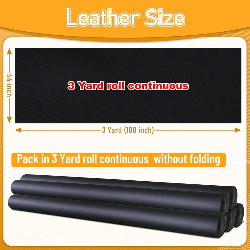 Meneng Marine Vinyl Upholstery Faux Leather: 3 Yard Roll Heavy Duty Boat Seat Vinyl Fabric - Waterproof & Scratch-Resistant for Furniture Sofa Repair - Image 2